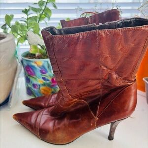 Nine West Brown Leather Heeled Boots